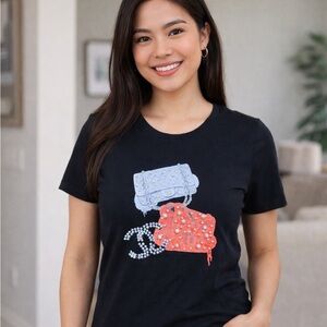 CHANEL Women’s Black Embellished Tshirt